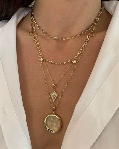 layered necklaces with chains